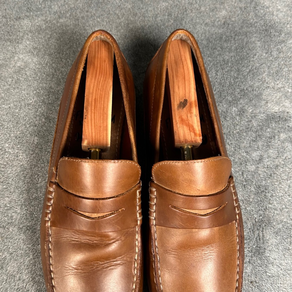 Florsheim Driver Penny Loafer Mens Cognac Brown Leather Shoes Size 9.5M - Picture 4 of 11